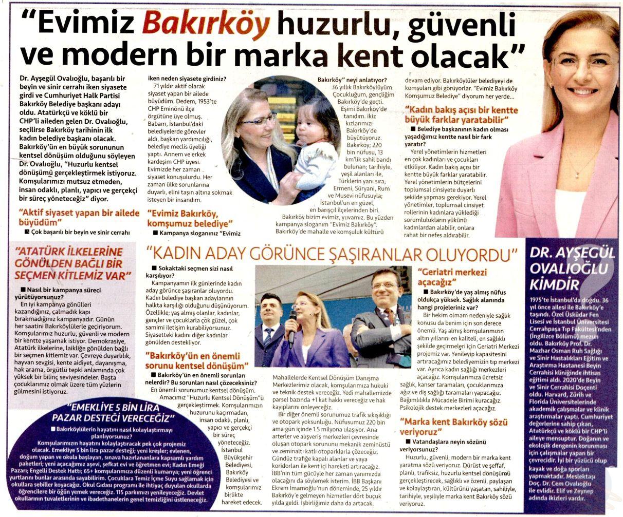 Cumhuriyet-EVİMİZ BAKIRKÖY HUZURLU GÜVENLİ VE MODERN BİR MARKA KENT OLACAK - 20-03-2024